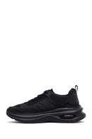 Men's Black Lace-Up Thick-Sole Fabric Sneakers | Derimod