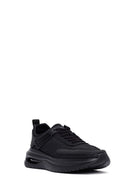 Men's Black Lace-Up Thick-Sole Fabric Sneakers | Derimod