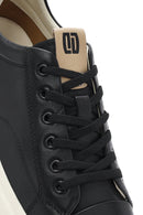 Erkek Siyah Bağcıklı Deri Sneaker | Derimod