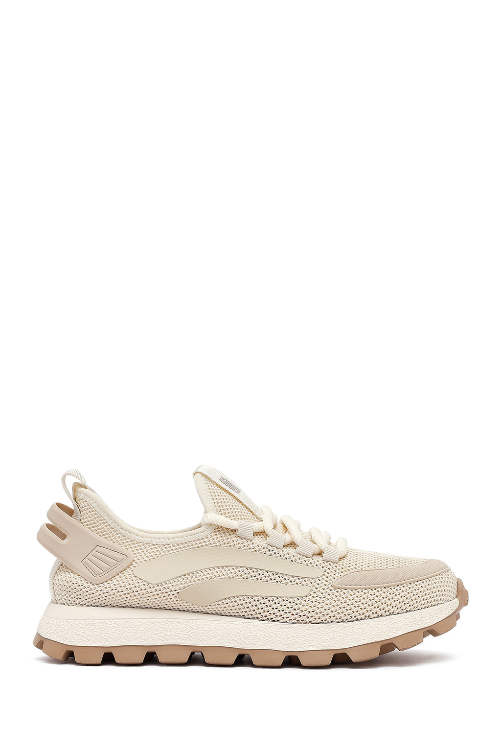Derimod Zero Erkek Bej Bağcıklı Kalın Tabanlı Kumaş Sneaker