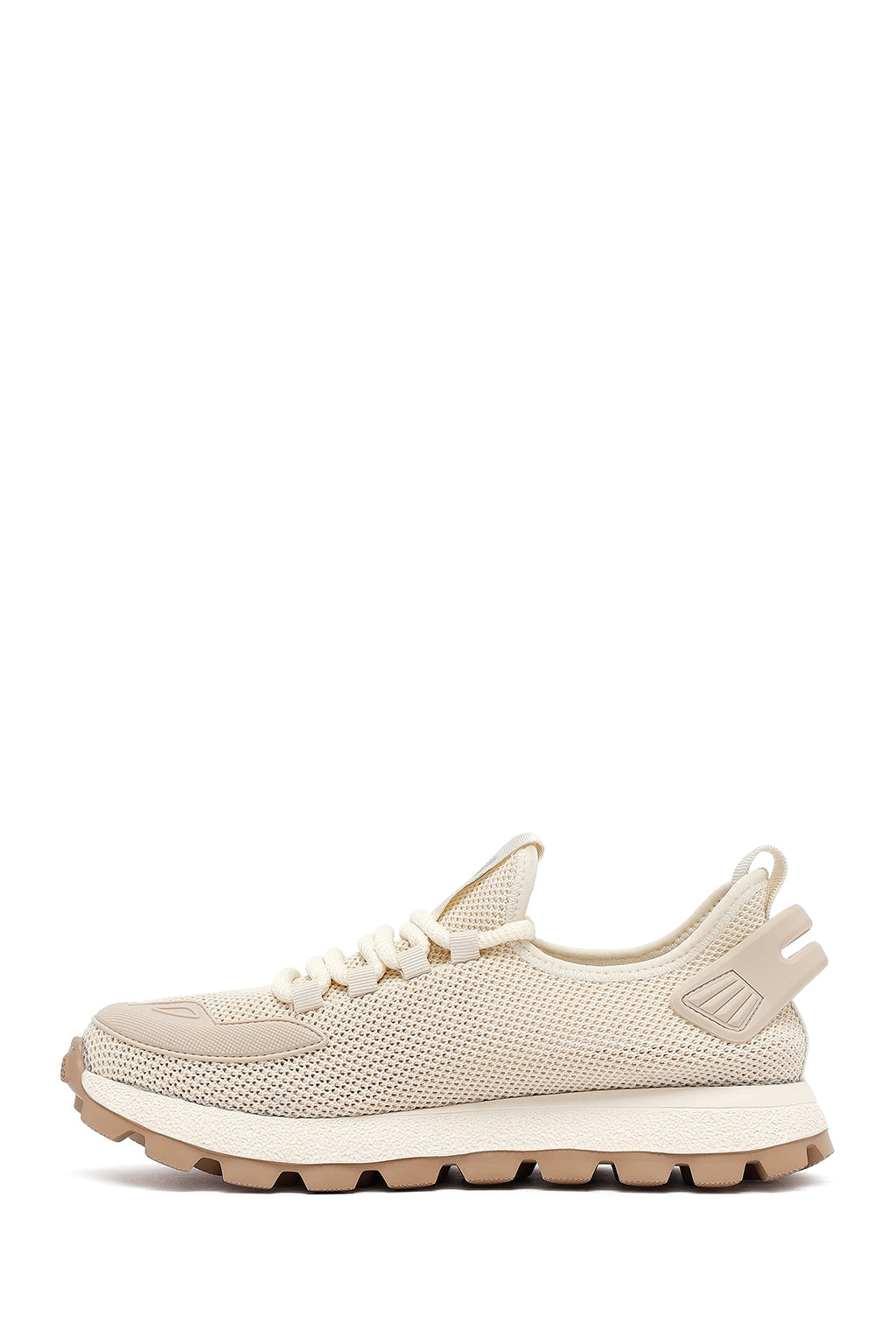 Derimod Zero Erkek Bej Bağcıklı Kalın Tabanlı Kumaş Sneaker