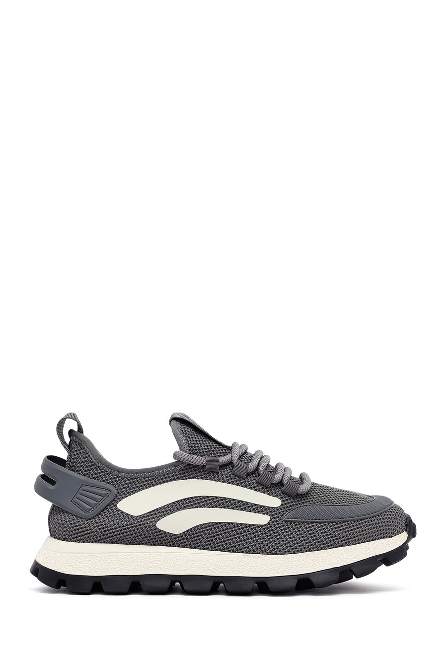 Derimod Zero Erkek Gri Bağcıklı Kalın Tabanlı Kumaş Sneaker 25SFD69406F | Derimod