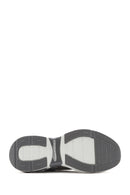 Men's Grey Lace-Up Thick-Sole Fabric Sneakers | Derimod