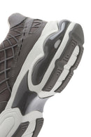 Men's Grey Lace-Up Thick-Sole Fabric Sneakers | Derimod