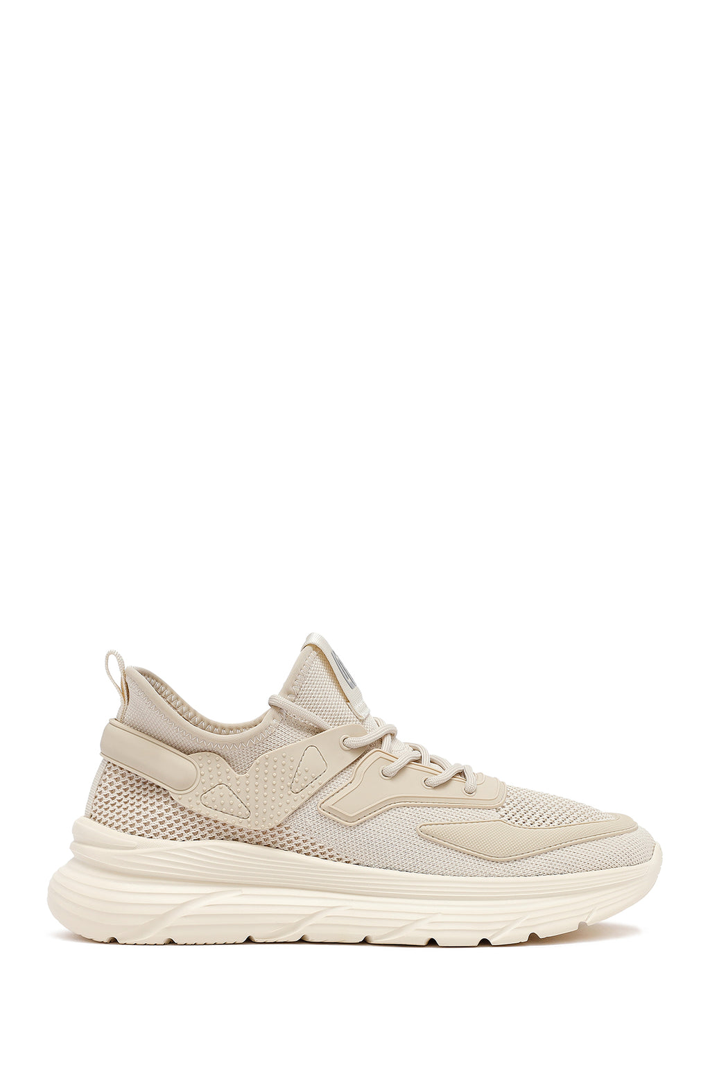 Derimod Zero Erkek Bej Bağcıklı Kalın Tabanlı Kumaş Sneaker