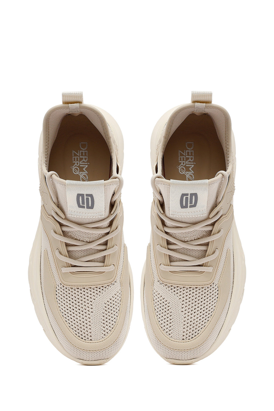 Derimod Zero Men's Beige Laced Thick Soled Fabric Sneakers