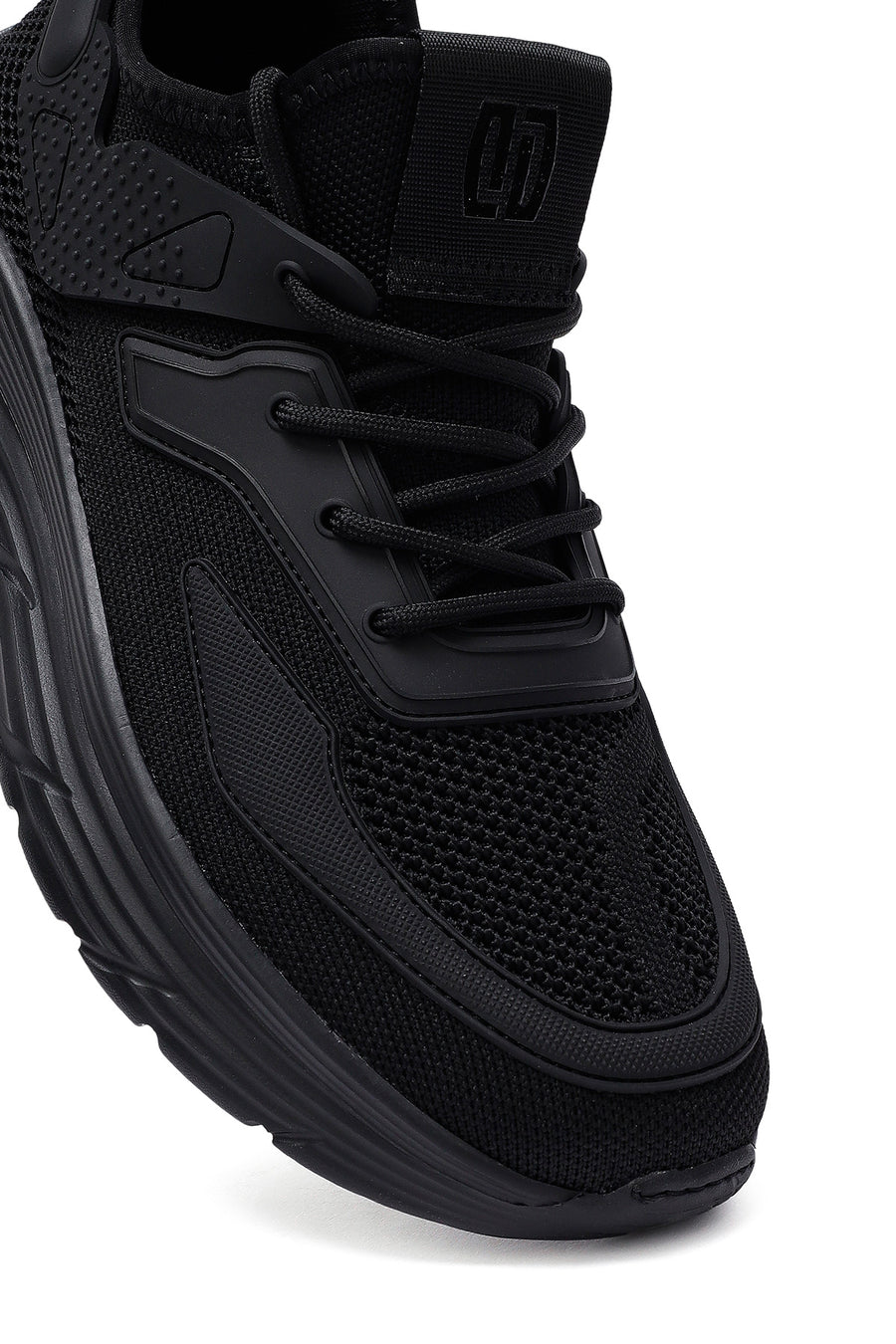 Derimod Zero Men's Black Lace-Up Thick-Sole Fabric Sneaker