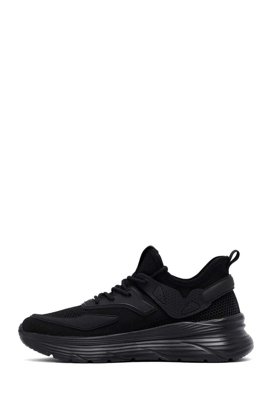 Derimod Zero Men's Black Lace-Up Thick-Sole Fabric Sneaker