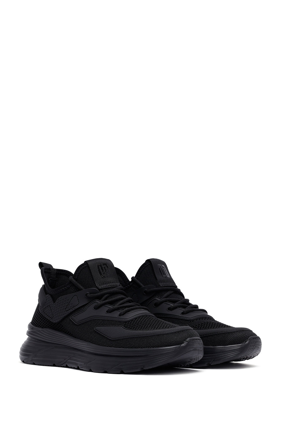 Derimod Zero Men's Black Lace-Up Thick-Sole Fabric Sneaker