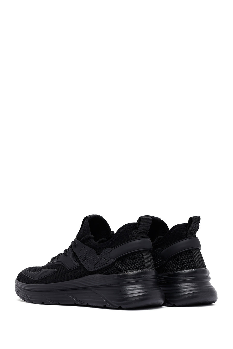 Derimod Zero Men's Black Lace-Up Thick-Sole Fabric Sneaker