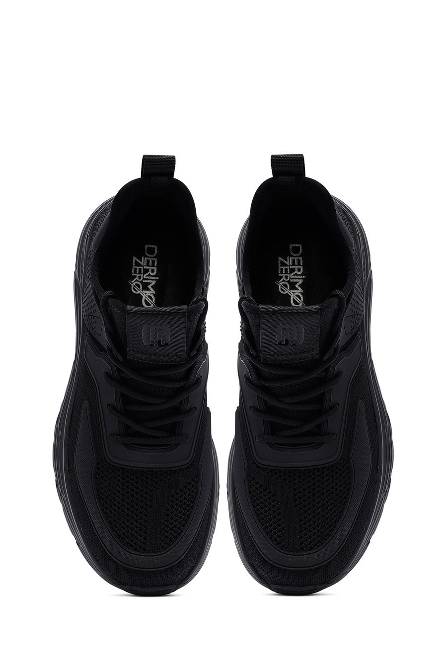 Derimod Zero Men's Black Lace-Up Thick-Sole Fabric Sneaker