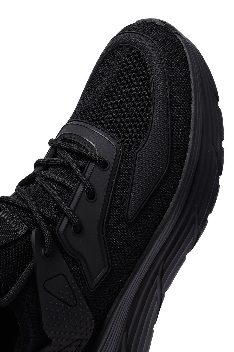 Derimod Zero Men's Black Lace-Up Thick-Sole Fabric Sneaker