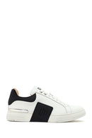Men's White Lace-up Thick-Sole Leather Sneaker | Derimod