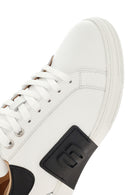 Men's White Lace-up Thick-Sole Leather Sneaker | Derimod