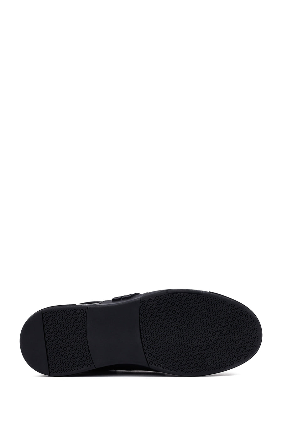 Men's Black Lace-up Thick-Sole Leather Sneaker