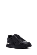 Men's Black Lace-up Thick-Sole Leather Sneaker | Derimod