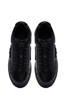 Men's Black Lace-up Thick-Sole Leather Sneaker | Derimod