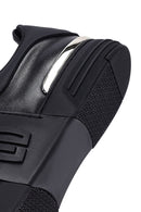 Men's Black Lace-up Thick-Sole Leather Sneaker | Derimod