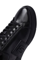 Men's Black Lace-up Thick-Sole Leather Sneaker | Derimod