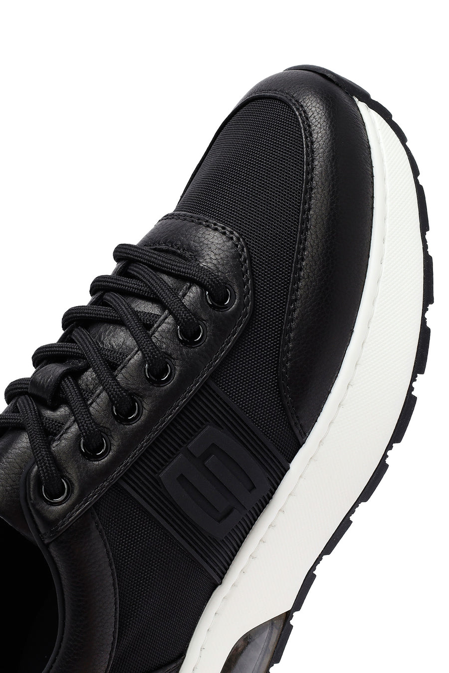 Derimod Zero Men's Black Lace-Up Thick Sole Leather Sneakers