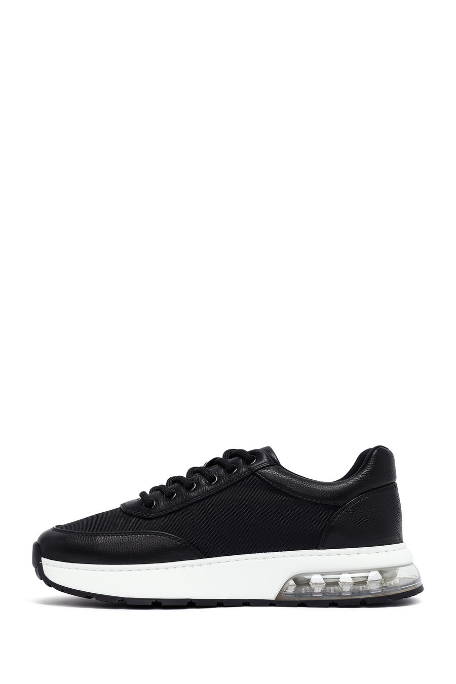 Derimod Zero Men's Black Lace-Up Thick Sole Leather Sneakers