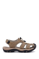 Male Beige Leather Outdoor Sandals | Derimod