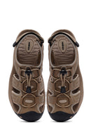 Male Beige Leather Outdoor Sandals | Derimod