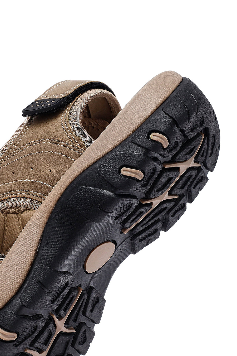 Male Beige Leather Outdoor Sandals