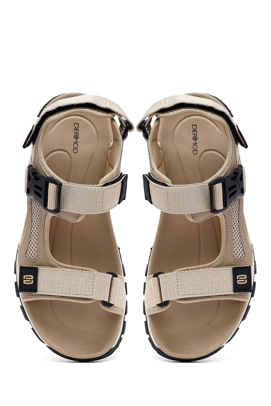 Men's Beige Fabric Sandals
