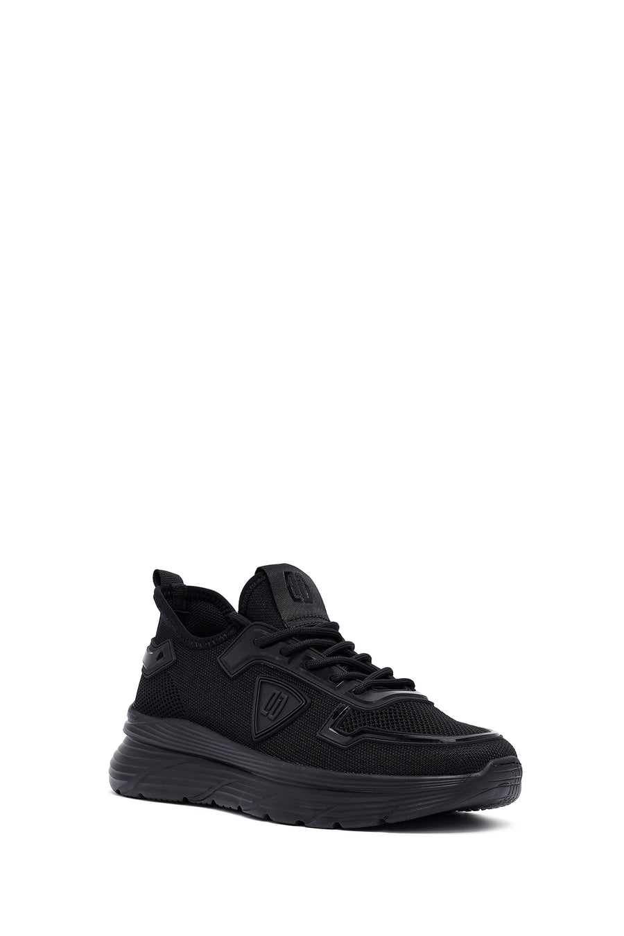 Derimod Zero Men's Black Lace-Up Thick-Sole Fabric Sneaker