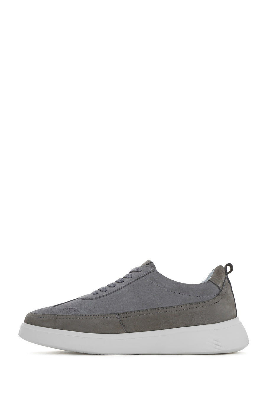 
Men's Grey Lace-Up Thick Sole Leather Sneaker
