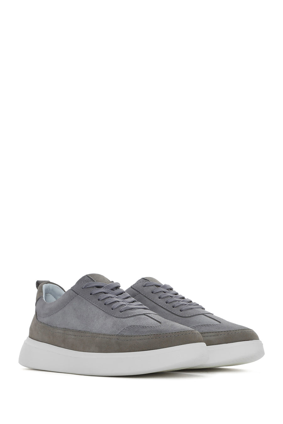 
Men's Grey Lace-Up Thick Sole Leather Sneaker
