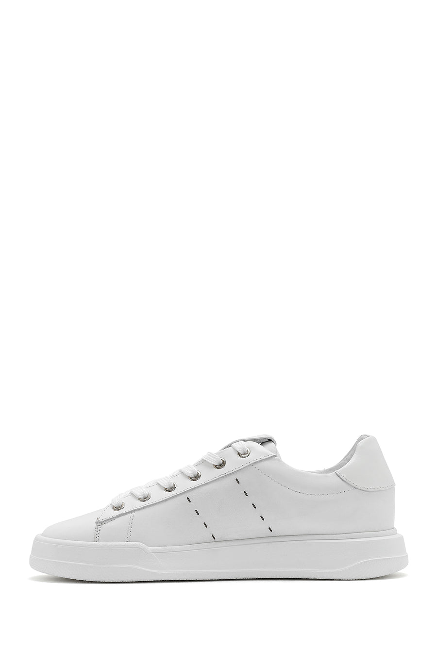 Men's White Lace-up Leather Sneaker