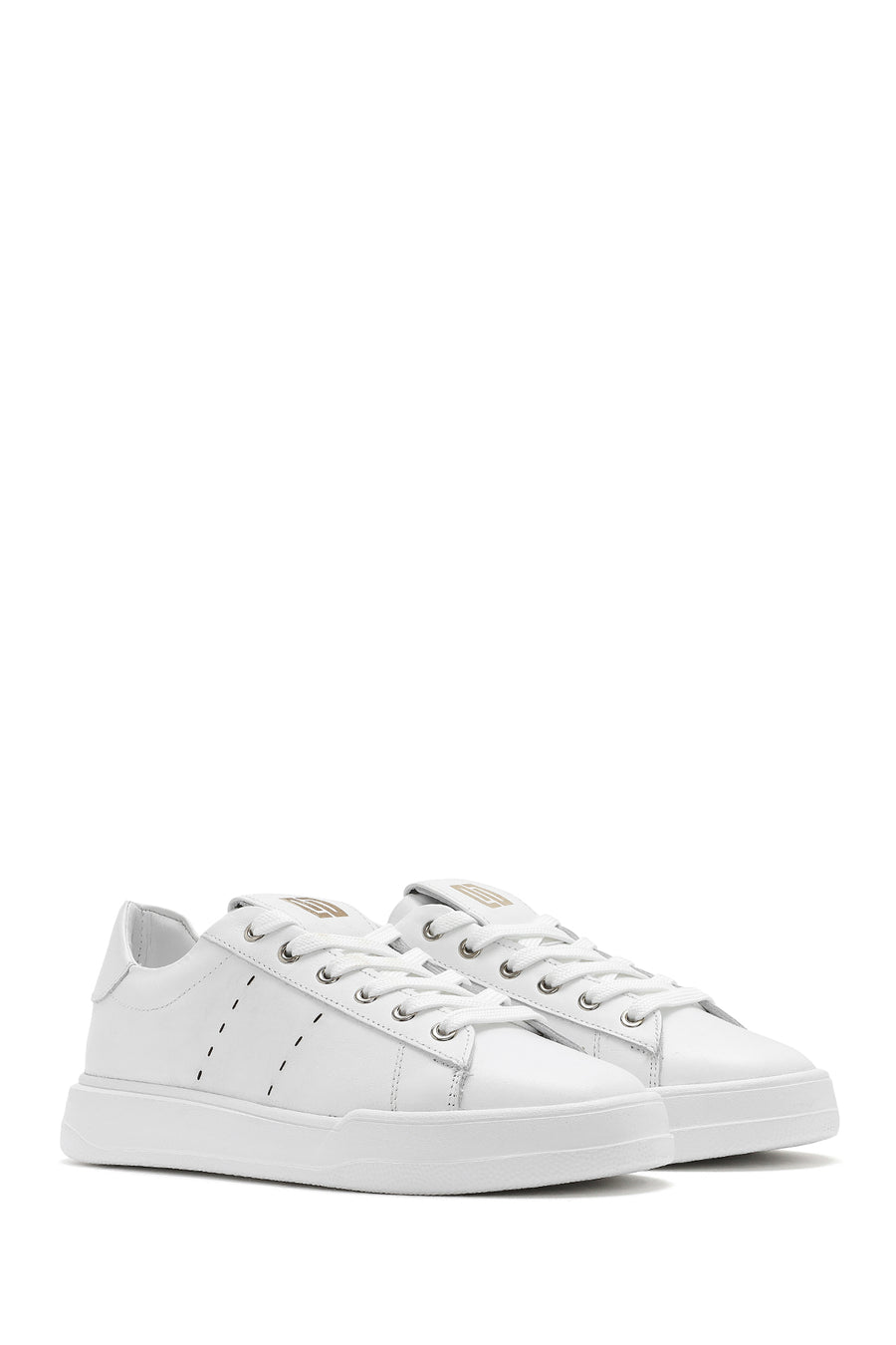Men's White Lace-up Leather Sneaker