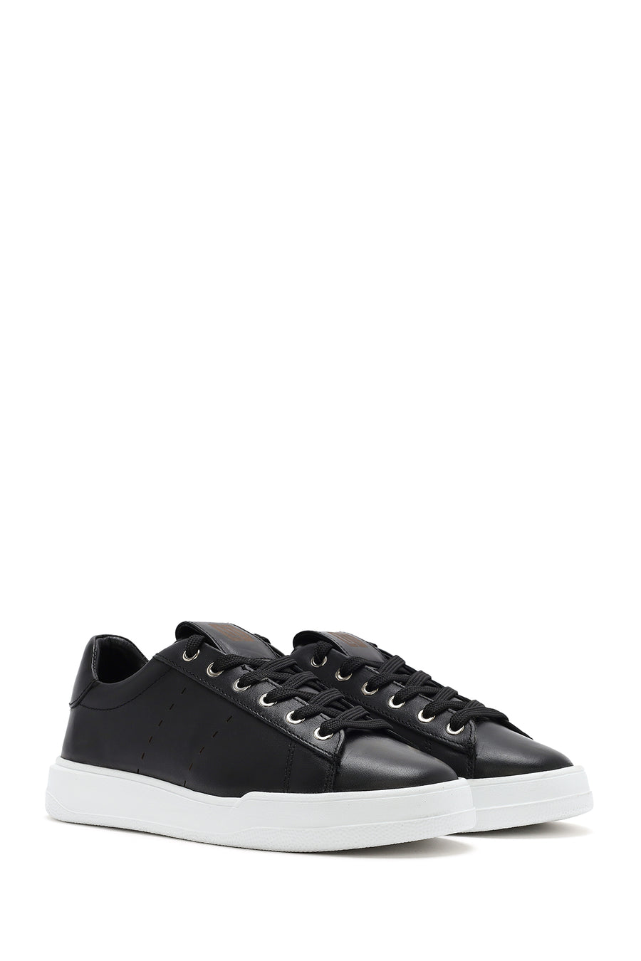 Men's Black Lace-up Leather Sneaker