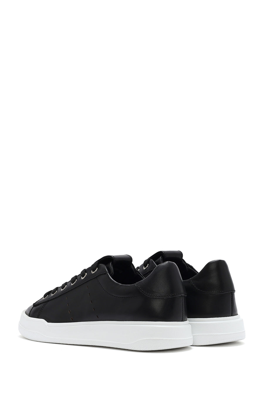 Men's Black Lace-up Leather Sneaker