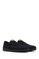 Men's Navy Blue Nubuck Leather Casual Loafer | Derimod