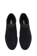 Men's Navy Blue Nubuck Leather Casual Loafer | Derimod