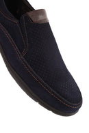Men's Navy Blue Nubuck Leather Casual Loafer | Derimod