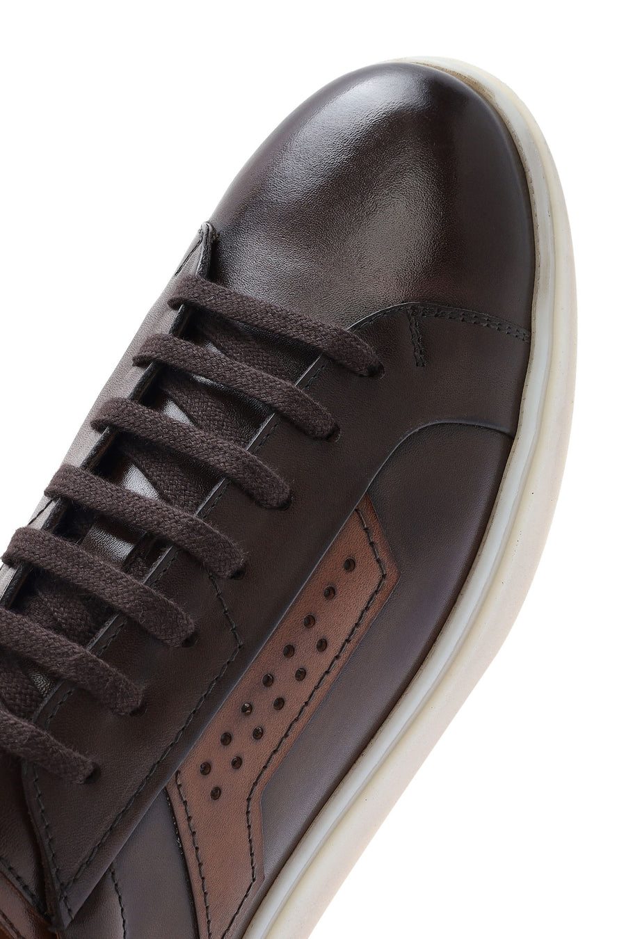 Erkek Kahverengi Bağcıklı Deri Sneaker