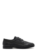 Men's Black Braided Lace-Up Leather Casual Shoes | Derimod