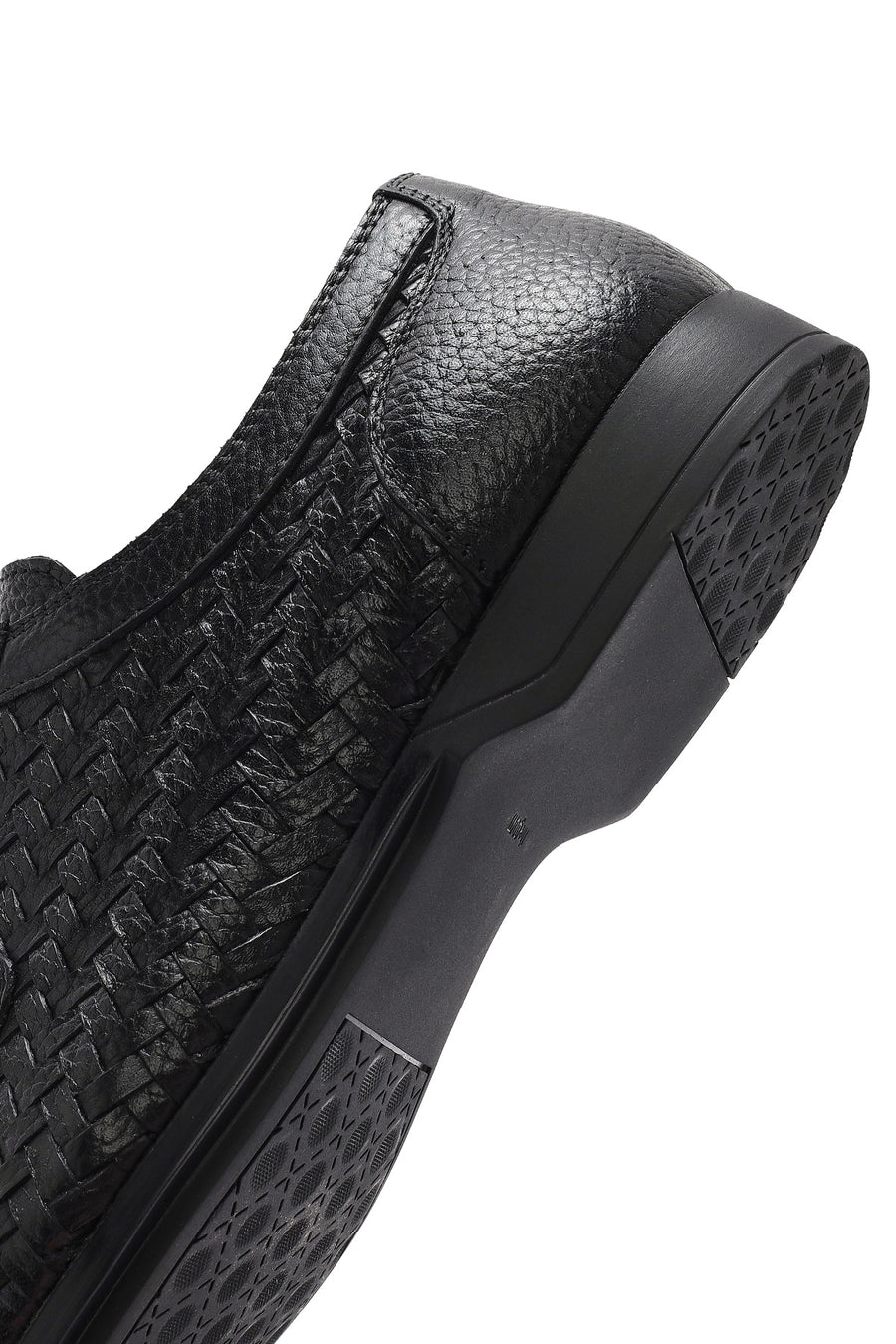 Men's Black Braided Lace-Up Leather Casual Shoes