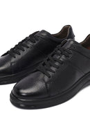 Erkek Siyah Bağcıklı Deri Sneaker | Derimod