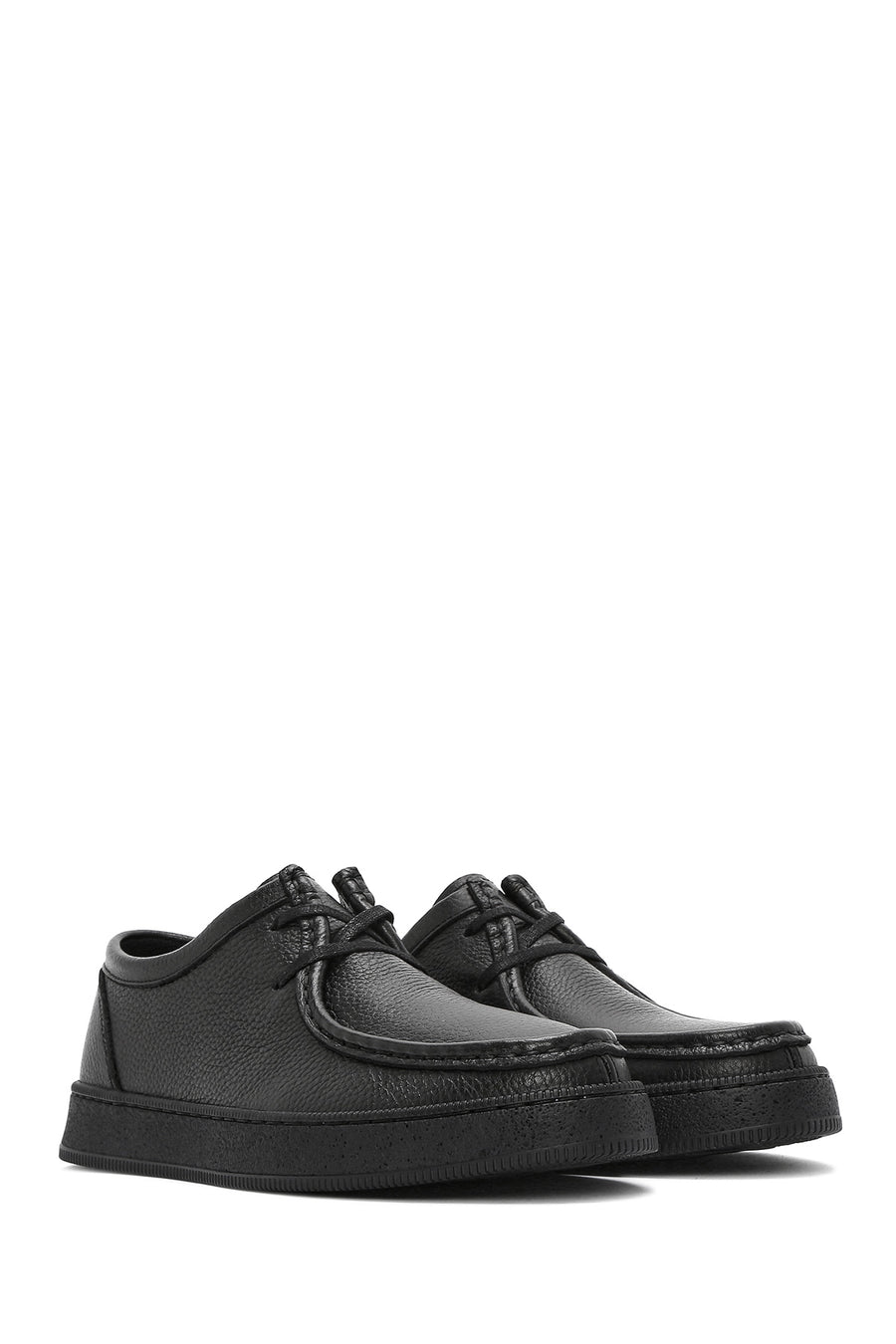Men's Black Lace-up Leather Casual Shoes