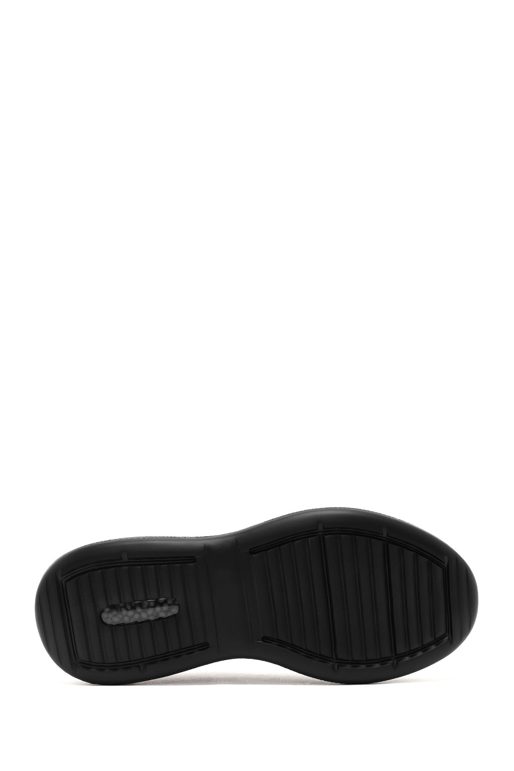 Erkek Siyah Bağcıklı Kalın Tabanlı Deri Casual Sneaker