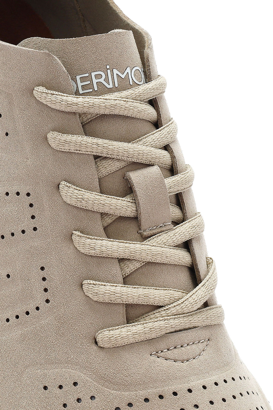 Men's Beige Lace-Up Nubuck Leather Sneaker