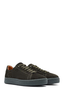 Men's Khaki Lace-Up Suede Leather Sneakers | Derimod