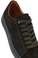 Men's Khaki Lace-Up Suede Leather Sneakers | Derimod