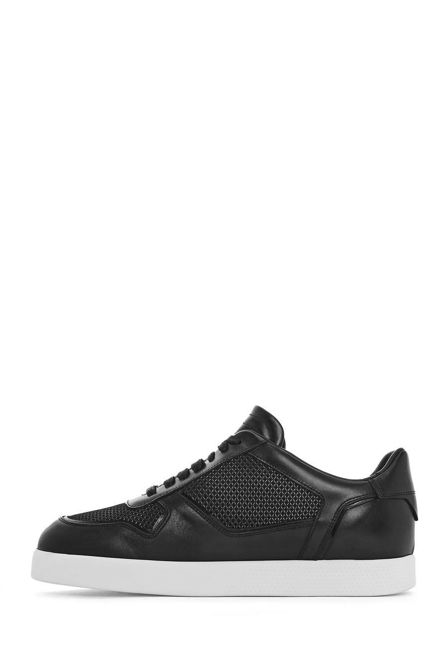 Men's Black Lace-up Leather Sneaker