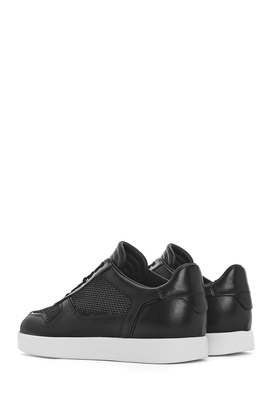 Men's Black Lace-up Leather Sneaker
